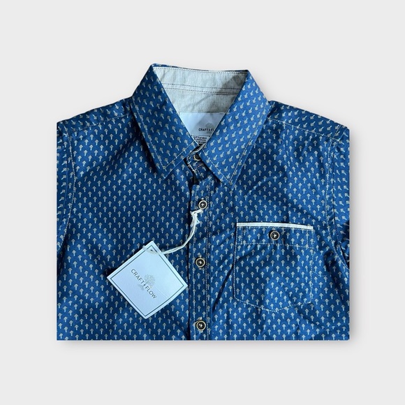 Craft + Flow Blue Pattern Button Up Shirt - Picture 2 of 5